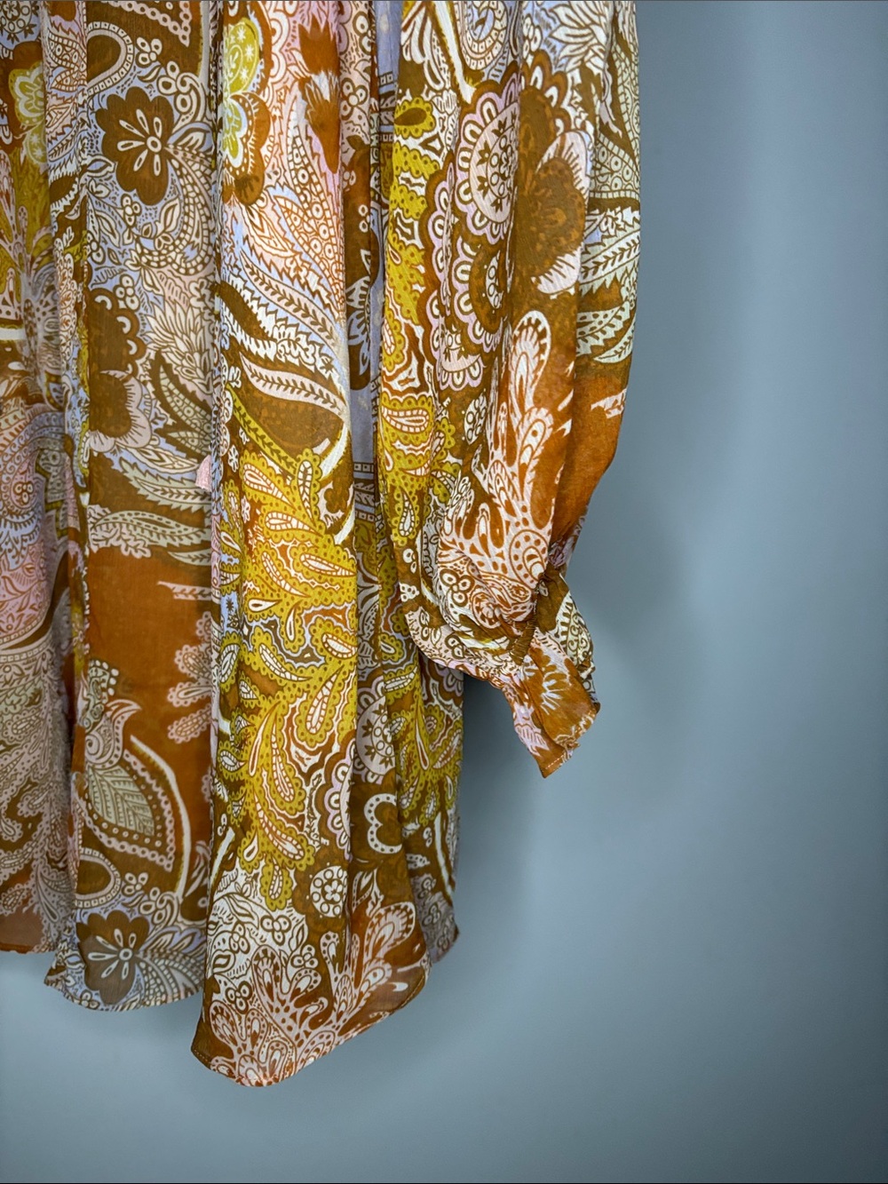 Haute Hippie Paisley Long Sleeve Dress in Rust, Pink & Mustard - Picture 8 of 9